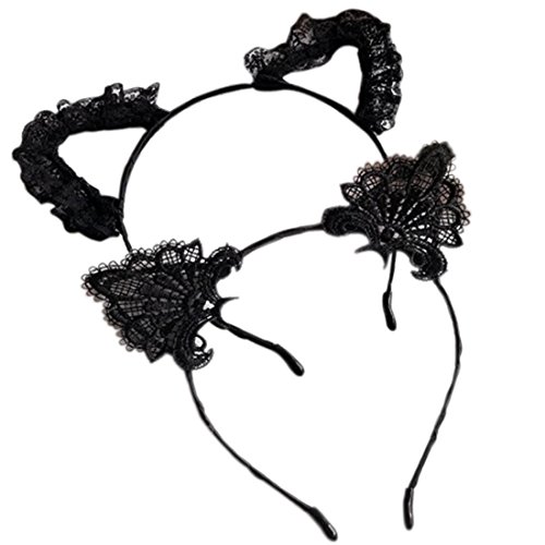 2PCs/set Lovely Women Lace Cat Ears Headband Costume Favors Accessories