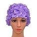 Medifier Lace Vintage Swim Cap Floral Petal Retro Style Bathing Caps for Women Rose (Purple)