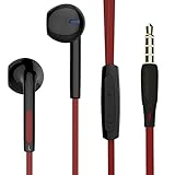 TOBETB Wired Earbuds with Horn Ear Covers In Ear Headphones for iPhone Android Laptop Black & Red