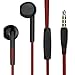TOBETB Wired Earbuds with Horn Ear Covers In Ear Headphones for iPhone Android Laptop Black & Red
