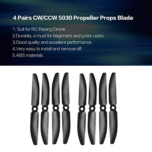 ToGames 4 Pairs CW/CCW 5030 Propeller Props Blade for RC Racing Drone Quadcopter Aircraft UAV Spare Parts Accessories Component - Thumbnail 5