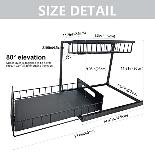 Under Sink Organizers And Storage, Metal Kitchen Pull Out Cabinets Organizer Bathroom Slide Out Storage Shelf 2 Tier Seasoning Jar Organizer Shelf Spice Rack For Countertop