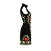 shekiss Women Traditional African Print Dashiki Bodycon Sleeveless High Collar Dress, X-Large