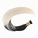 Balayage Itip Hair Extensions Human Hair,Ugeat 24 Inch I Tip Real Human Hair Extensions #2/60 Balayage Dark Brown with Blonde Hair Extensions Pre Bonded Remy Itip Hair Extensions 0.8G/S 40G/Set