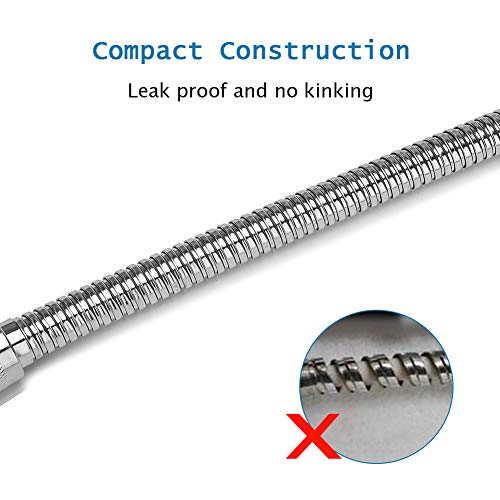 Shower Hose Extra Long Chrome Winzwon 79inches Stainless Steel with 1/2" Ends Fit Handheld Shower Head With Brass Hardware and Seal Waterproof Tape