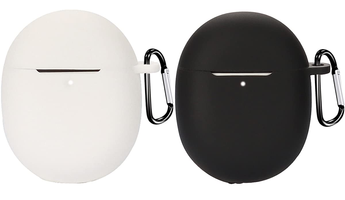 Akancy Compatible with Google Pixel Buds Pro Custodia per cuffie, [Supporta la ricarica Wireless] [Custodia protettiva antiurto] Custodia protettiva in Silicone protettiva per cuffie (Black White)