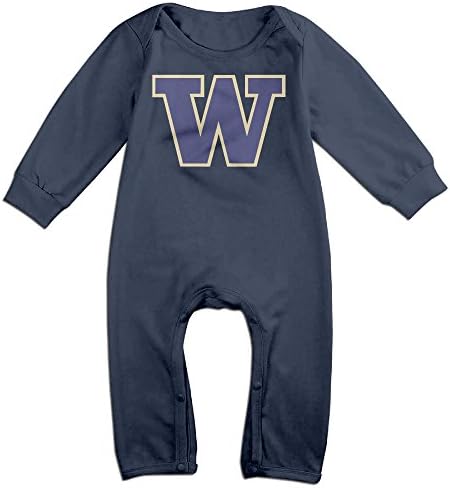 KIDDOS Baby Infant Romper University Of Washington - W Logo Long Sleeve Bodysuit Outfits Clothes,Navy