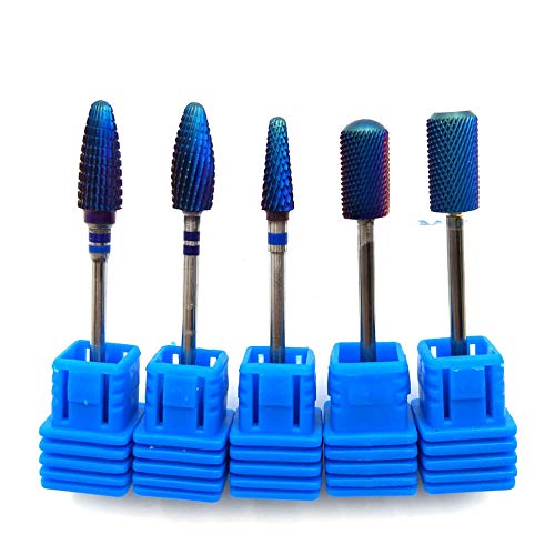 5 Type Blue Tungsten Carbide Burrs Nano Coating Nail Drill Bit Metal Bits For Manicure Electric Nail Drill Accessories B5
