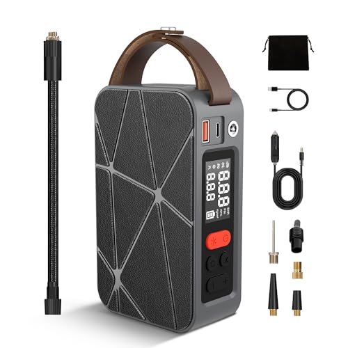 Herojet Elektrische Luftpumpe, Akku Luftpumpe 150 Psi, Akku Kompressor Mit 20 L/Min Luftdurchsatz, Mini Tragbare Fahrradpumpe Elektrisch Für Auto, Motorrad, Fahrrad, Bälle