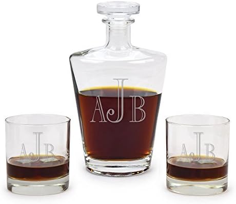 Custom Engraved Whiskey Decanter and Rocks set (Monogram Set)