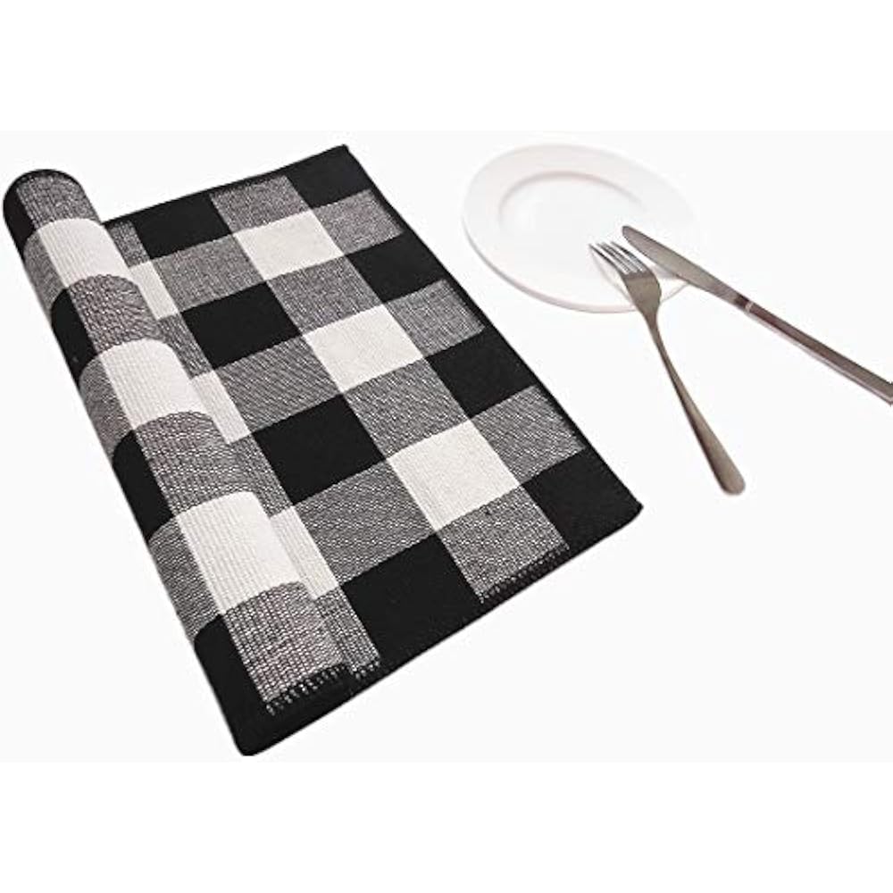 Place Mats Cotton Placemats Set Of 6 Durable Buffalo Check For Kitchen Table " eBay