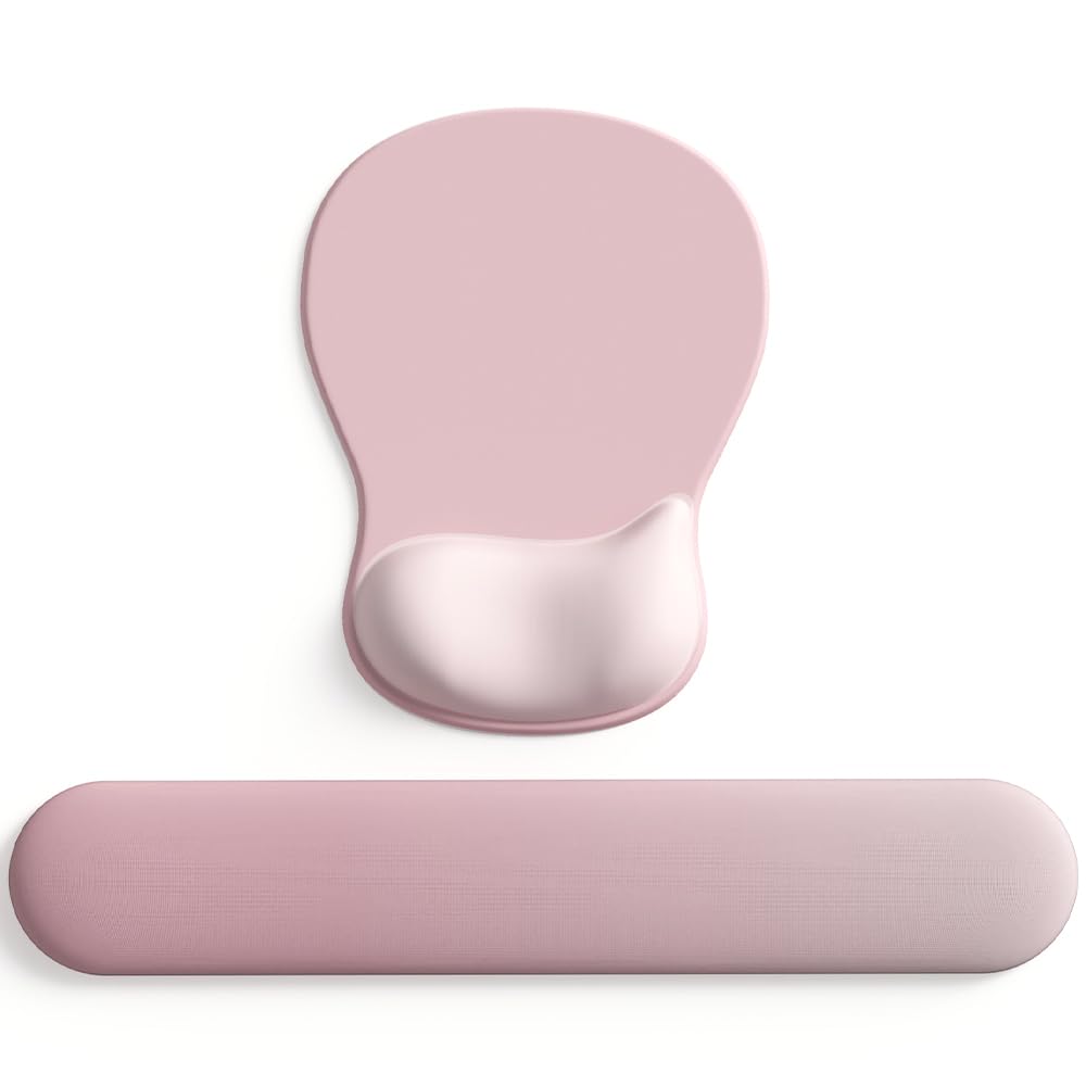 Photo 1 of ErgoComfort Gel Wrist Rest Mouse Pad-Ergonomic Office Mousepad with Wrist Support-Non-Slip, Design Desk Accessories Mat for Home&Game Decor (09PinkSerenity Set)