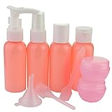 Jmkcoz 9pcs Empty Travel Bottles Portable Refillable Small Bottles for Makeup Toiletries Liquid Containers Leak Proof Pink