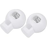 METALLIXITY Plastic Spring Cord Locks (0.24" x 0.2")10pcs, Single Hole Spring Stopper Fastener Slider Toggles End for Drawstrings Shoelaces Backpack Lanyard, White