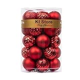 KI Store Red Christmas Balls 34pcs 1.57-Inch Small
