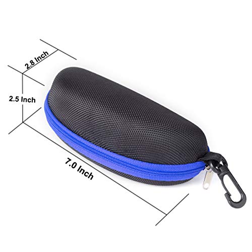 Sunglasses Case,(3 Pack) JACNITAD Portable Travel Zipper Eyeglasses Case Hook(2Blue1Black)