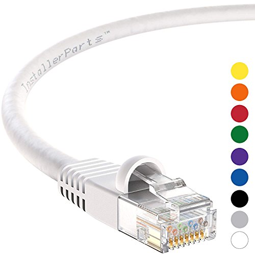 InstallerParts (10 Pack) Ethernet Cable CAT5E Cable UTP Booted 2 FT - White - Professional Series - 1Gigabit/Sec Network/Internet Cable, 350MHZ