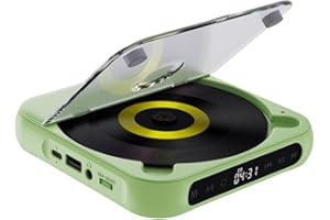 ACMEFUN Portable Bluetooth Compatible CD Player: Hi-Fi Sound Wireless & Wired Playback - Rechargeable Battery Compact & Lightweight CD Player for Travel,Home,Car (Green)