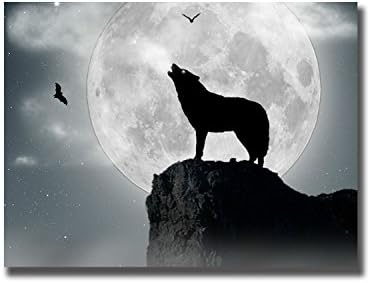 Wolf Howling At The Moon - Art Print on Canvas(20x30 inches, framed)