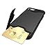iPhone 7 Case, Bastex Hybrid Slim Fit Black Rubber Silicone Cover Hard Plastic Black Brushed Metal Design Kickstand Case with Hidden Credit Card Slot for Apple iPhone 7