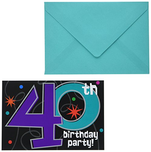 The-Party-Continues-40th-Birthday-Party-Invitations-8-Pieces-Made-from-Paper-4-14-x-6-14-by-Amscan