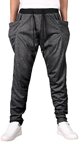 GeckoRoam Mens Joggers Pants Running Sweatpants Grey Small Casual Sweat Pants Big and Tall Harem Trousers With Pockets GD079DG-S