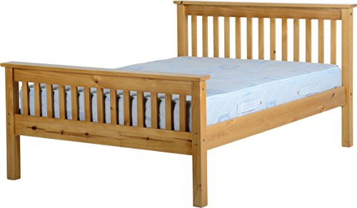 Seconique Monaco 4 Feet 6 inch Bed High Foot End, Wood, Antique Pine, 729.95 x 1389.95 x 69.95 cm