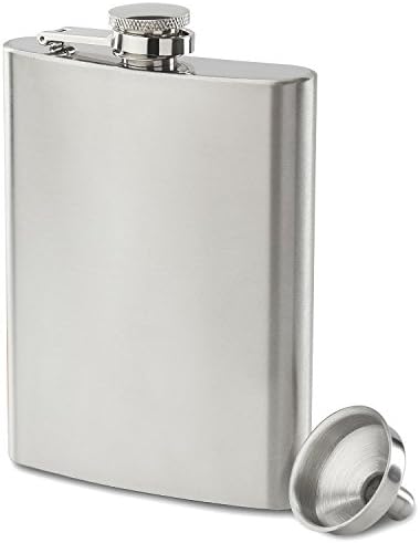 Hip Flask for Liquor for Men and for Women - 304 Stainless Steel Flask - Pocket Flask - Drinking Flask for Whiskey Alcohol includes flask funnel (Leakproof, Rustproof, 8 ounce, Silver)