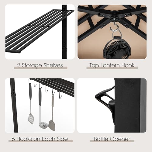 Tangkula 11x5 FT BBQ Grill Gazebo Review: Vented Canopy with Side Awning & Shelves image 15