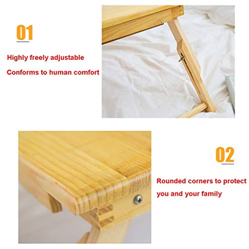 image for Folding Desk,SuperUS Height Adjustment Laptop Tray Desk Solid Wood Fol