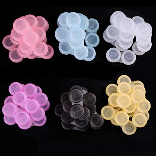 Teemico 60 Pcs Colorful Contact Lens Case Bulk Eye Lense Box Holder