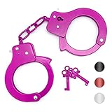 SYOSIN Toy Metal Handcuffs with Keys Police Role Play Party Supplies Cosplay Costume Accessory Pretend Play Hand Cuffs for Kids (Pink)