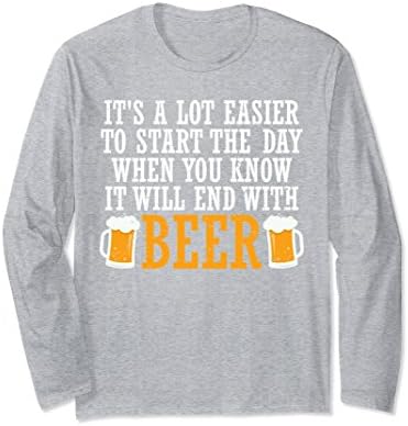 Unisex It's Easier to Start Day When It Will End With Beer T-Shirt Large Heather Grey
