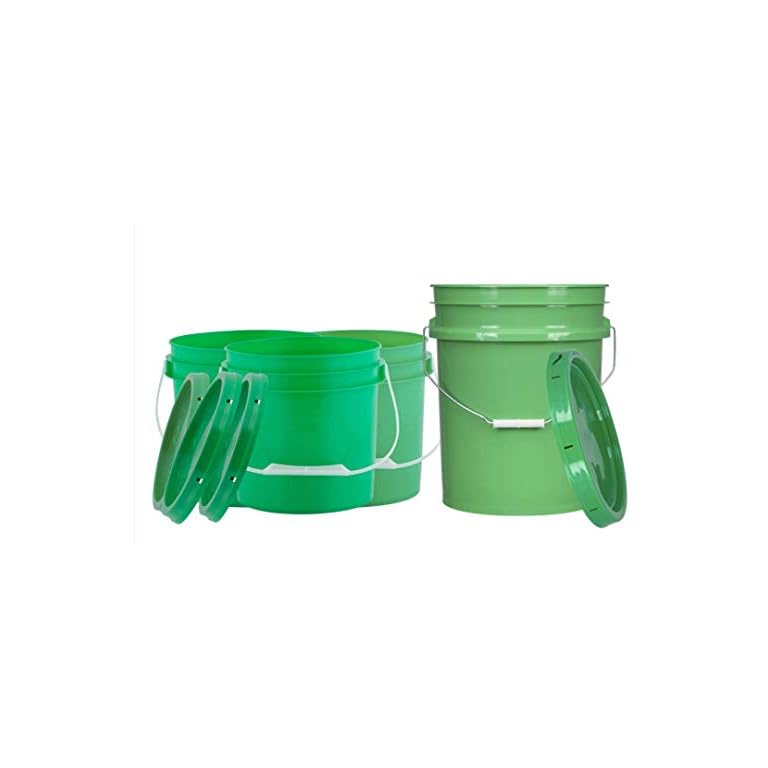 House Naturals Green Food Grade Buckets pails, 5 Gallon and 1 Gallon