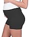 My Bella Mama Maternity Yoga Shorts - Fold Over Waist Band (Medium, Dark Grey)