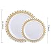 60PCS Heavyweight White with Gold Rim Wedding Party Plastic Plates,Dinnerware Sets.30-10.25inch Dinner Plates and 30-7.5inch Salad Plates -WDF (White/Gold Forest)