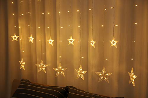 Areskey Star Christmas Lights,138 LED 12 Star Curtain String Lights,Waterproof Star Lights Decorativ - //coolthings.us
