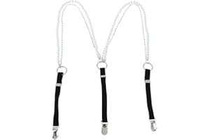 B Baosity Pearl Women's Suspenders Pants Adjustable Suspenders Pants, Black, 22x1.4cm