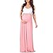 Trancylight Women Casual Sleeveless Color Block Maternity Dresses Stretch Maxi Tank Dresses