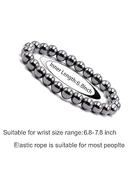 Byson - Juego de 4 pulseras magnéticas con cuentas de hematita negra de 0.315 in para terapia magnética, alivio de la artritis, dolor de cabeza, alivio de estrés, joyería, alivio de la ansiedad para el túnel de carpel
