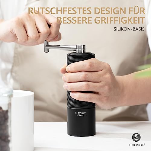TIMEMORE Chestnut C3s PRO Manual Coffee Grinder, Full Metal Body, Manual Coffee Grinder with Folding Handle, for Espresso and French Press, Black