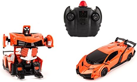 Lamborghini Wall-Climbing Fast Electric RC Toys Autobot Orange Transformable Robot Cars + Remote Control - The Perfect Gift For Kids! Drives On The Wall, Ceiling and Floor