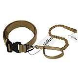 yisibo Tactical Harness Dog Collar K9 Adjustable Nylon ID Dog Collar With Metal Buckle/V-ring + Training Stretchable Bungee Dog Leash (adjustable 16