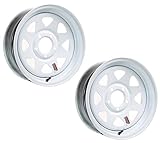 2-Pack Trailer Wheel White Spoke Rims 15 x 5 Spoke Style 5 Lug On 4.75 in. Center