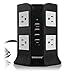 SAFEMORE USB Power Strip 8-Outlet and 4 Smart USB Output Charging Station (Black and White)