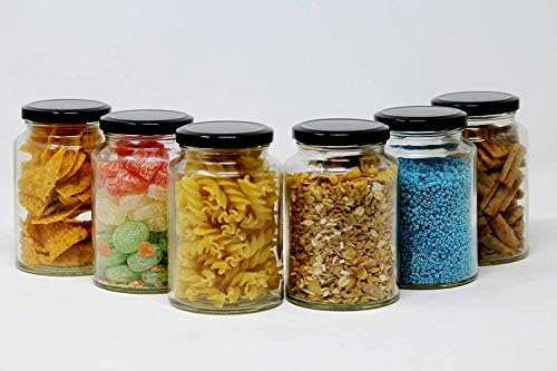 STAR WORKS Round Glass Jar and Container Rust Proof Air Tight Lid,Glass Jar for Storage of Spices and Pickle with 400ml Capacity and Set of 8 pcs.