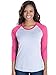 LAT Apparel Ladies 100% Cotton Baseball Jersey Tee [X Small] Vintage Heather/ Vintage Hot Pink Short Sleeve T-Shirt