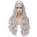Aosler Movie Wig Braided Silver Long Curly Cosplay Party Costume Halloween Hair Wig