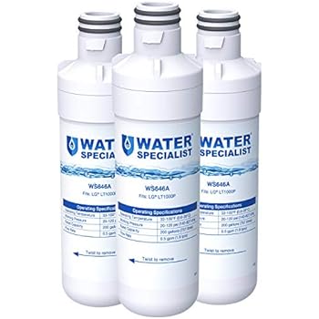 Waterspecialist MDJ64844601 Refrigerator Water Filter, Replacement for LG LT1000P, LT 1000P, LT1000PC, LT1000PCS, LFXC24796S, LSFXC2496D, ADQ74793501, ADQ74793502, Kenmore 46-9980, 9980 (Pack of 3)
