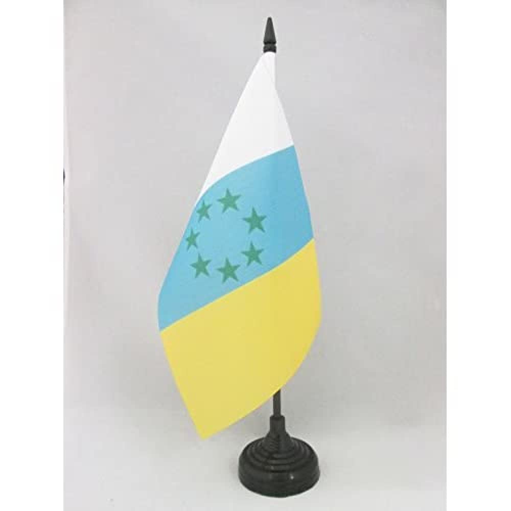 AZ FLAG Canary Islands Independentist Table Flag 5'' x 8'' - Canarias nationalist Office Decoration 100% Polyester 21 x 14 cm - Mini Desk Flag with Pole and Black Plastic Base